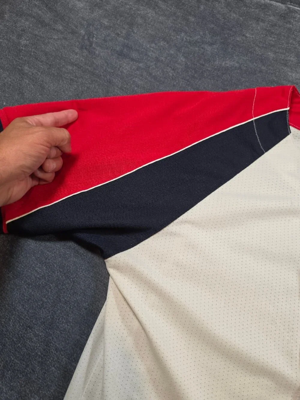 Baseball Jersey Red and Navy Raglan Sleeves 05